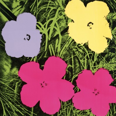 Andy Warhol, Flowers C. 1964 (Klassische Moderne, Amerikanische Kunst, Pop Art, Pflanzen, Blumen, Blüten, Wohnzimmer, Treppenhaus, Arztpraxis, Büro, bunt)