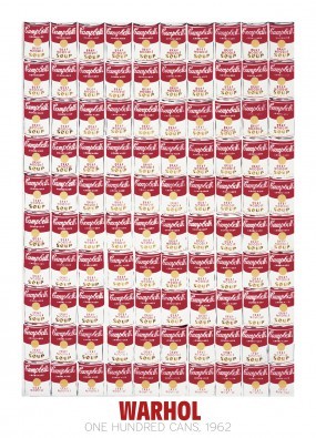 Andy Warhol, One Hundred Cans, 1962 (Klassische Moderne, Amerikanische Kunst, Pop Art, Suppen, 100 Dosen, Tomatensuppe, Wohnzimmer, Gastronomie, Küche, Esszimmer, bunt)