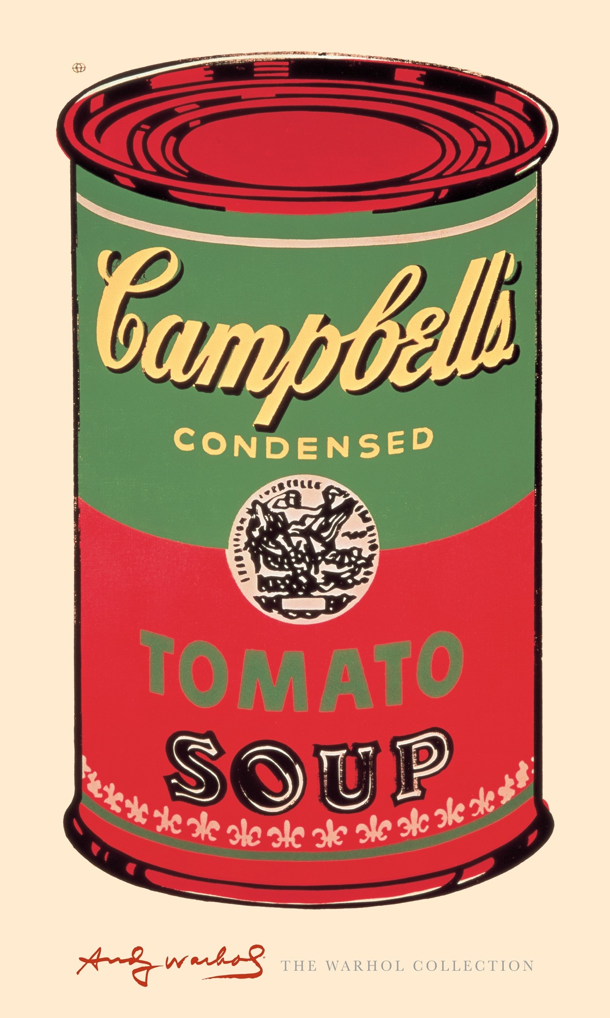Andy Warhol, Campbell's Soup V (Klassische Moderne, Amerikanische Kunst, Pop Art, Suppen, Dosen, Tomatensuppe, Wohnzimmer, Gastronomie, Küche, Esszimmer, rot/ grün)