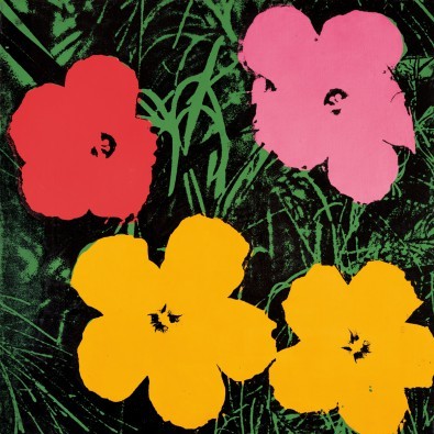 Andy Warhol, Flowers C. 1964 (Klassische Moderne, Amerikanische Kunst, Pop Art, Pflanzen, Blumen, Blüten, Wohnzimmer, Treppenhaus, Arztpraxis, Büro, bunt)