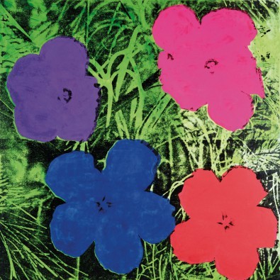 Andy Warhol, Flowers C. 1984 (Klassische Moderne, Amerikanische Kunst, Pop Art, Pflanzen, Blumen, Blüten, Wohnzimmer, Treppenhaus, Arztpraxis, Büro, bunt)