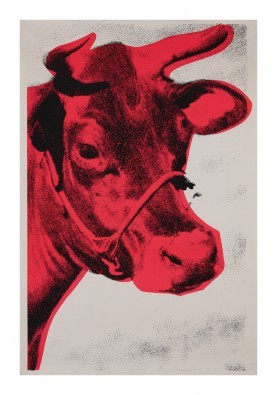 Andy Warhol, Cow 1976 (Klassische Moderne, Amerikanische Kunst, Pop Art, Tier, Kuh, Kuhkopf,   Wohnzimmer, Treppenhaus, rot / grau)