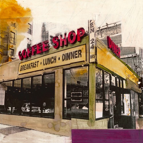 Ayline Olukman, Coffee Shop (Wunschgröße, Fotokunst, Kult, Pop, Vintage, Gebäude, Restaurant, Gastronomie, Wohnzimmer, bunt)