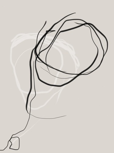 Bronwyn Baker, Threaded No. 3 (Moderne Kunst, Faden, Draht, verworren, zeitgenössisch, abstrakt, Wohnzimmer, Büro, Wunschgröße, schwarz/weiß)