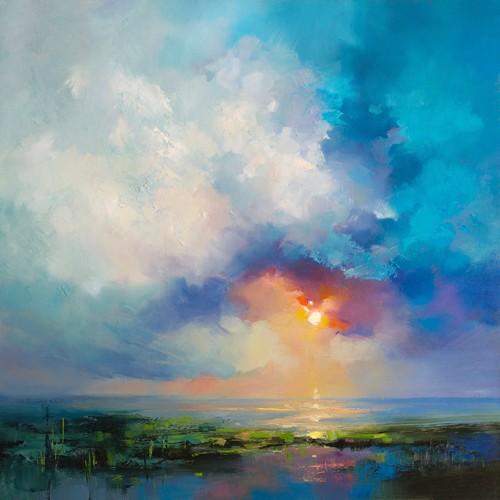 Kasia Bruniany, Morning Mist (Meer, Sonnenaufgang, Horizont, Dunst, , Meeresbrise, moderne Malerei, Wohnzimmer, Arztpraxis, Wunschgröße)