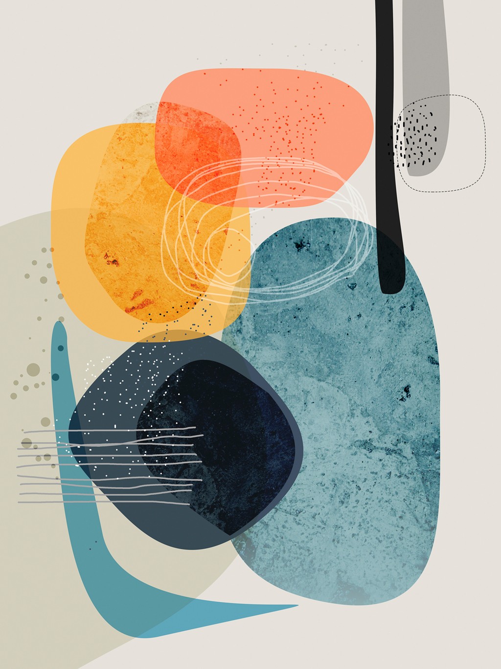 Ishita Banerjee, Tangled Rocks (Moderne Malerei, abstrakt, Formen, amporphe Formen, Linien, Muster, Wunschgröße, Wohnzimmer, Treppenhaus)