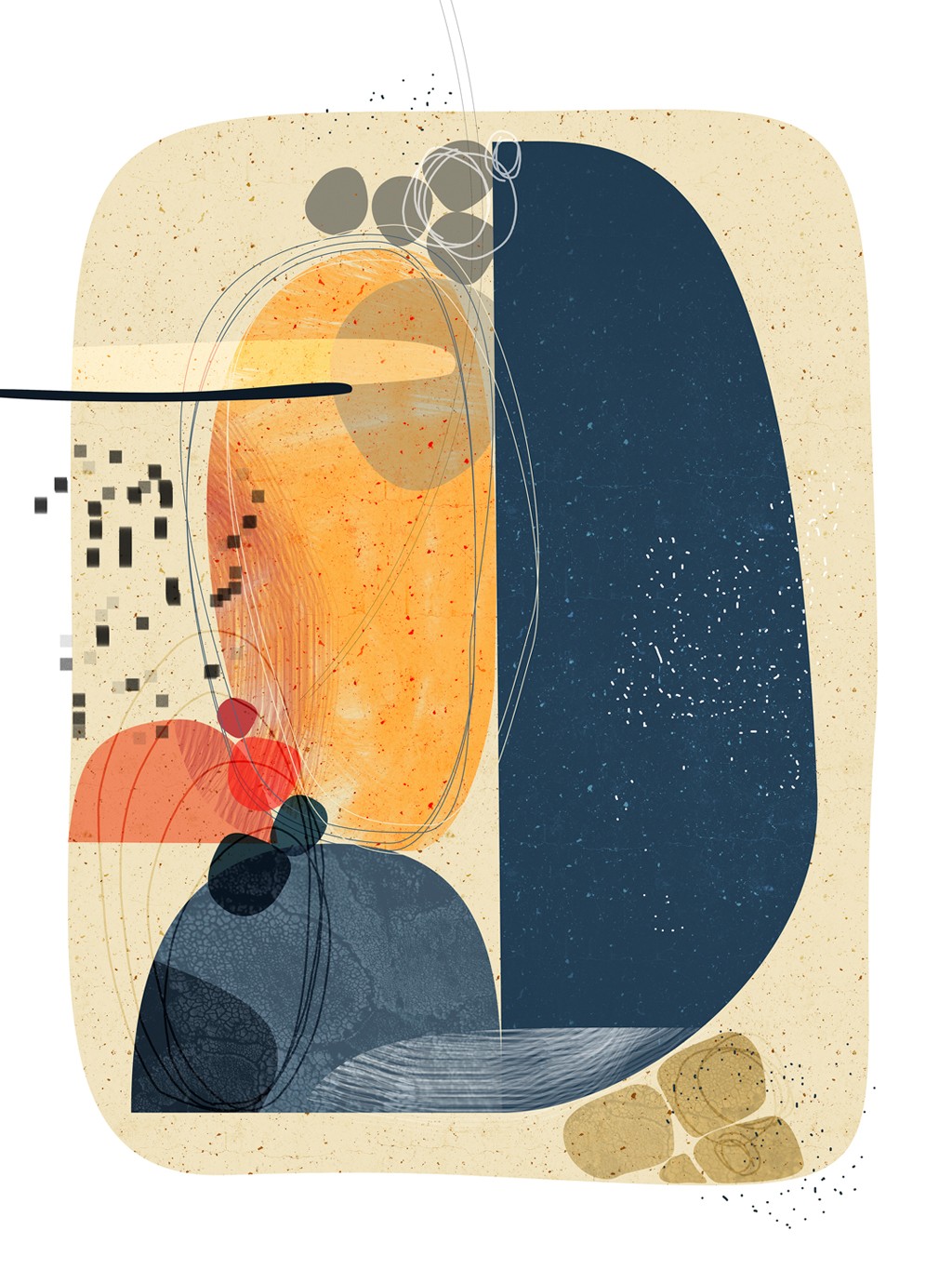 Ishita Banerjee, Grounded (Moderne Malerei, abstrakt, Formen, amporphe Formen, Linien, Muster, Wunschgröße, Wohnzimmer, Treppenhaus)