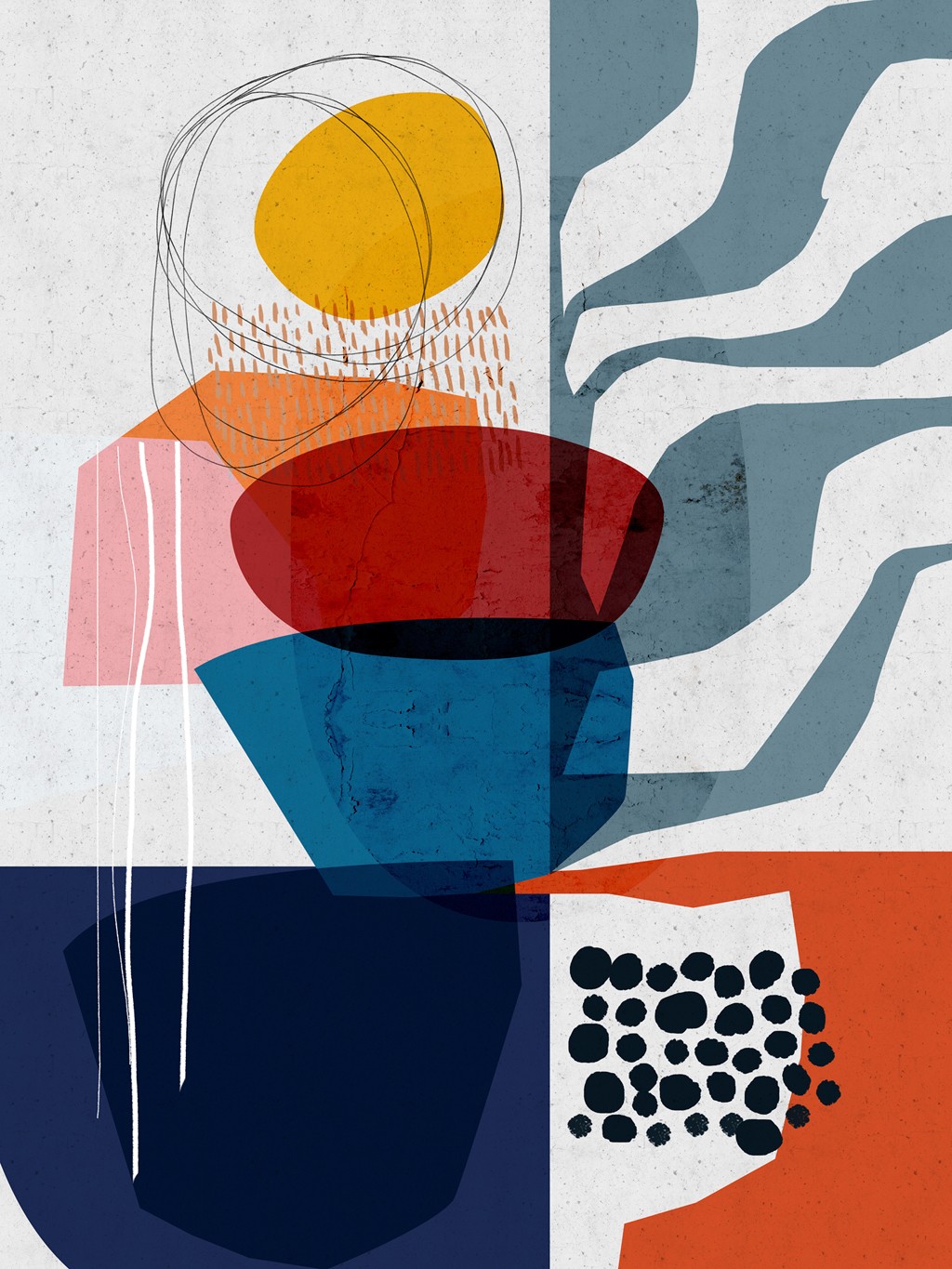 Ishita Banerjee, Planted (Moderne Malerei, abstrakt, Formen, amporphe Formen, geometrische Formen, Linien, Muster, Wunschgröße, Wohnzimmer, Treppenhaus)