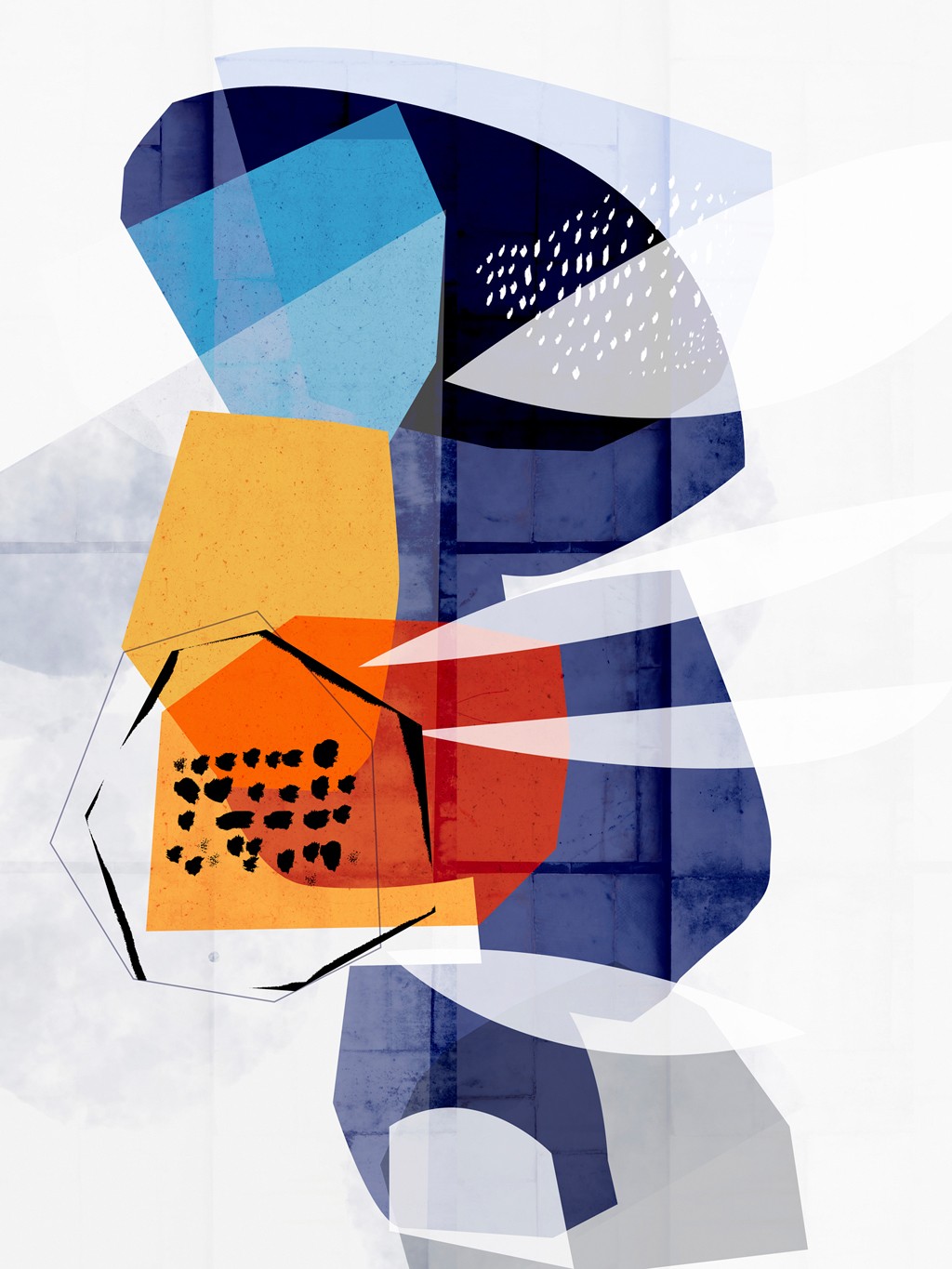 Ishita Banerjee, Stratas (Moderne Malerei, abstrakt, Formen, amporphe Formen, geometrische Formen, Linien, Muster, Wunschgröße, Wohnzimmer, Treppenhaus)