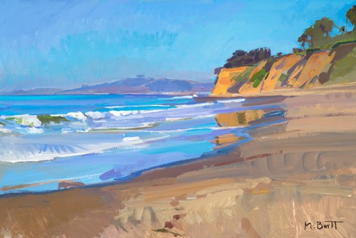 Marcia Burtt, Morning Light (Strand, Meer, Wellen,  Meeresbrise, Klippen, Urlaub, moderne Malerei, Wunschgröße, Wohnzimmer)