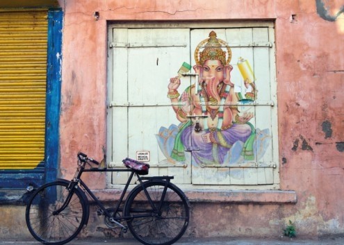 Edition Street Art, Ganesha (Street Art, Modern, Malerei, Gottheit, Indien, elefang, religiös, Graffitiy, Fahrrad, Wohnzimmer, Jugendzimmer, Wohnzimmer, bunt)