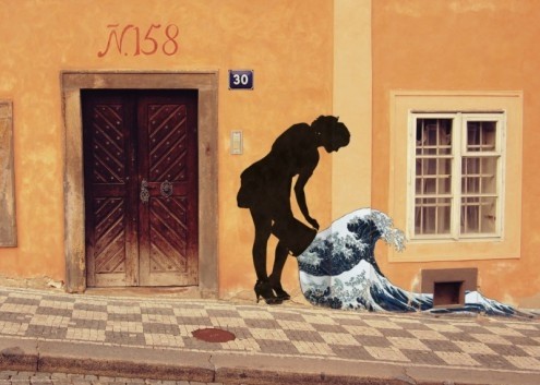 Edition Street Art, Wave (Street Art, Modern, Malerei, Mensch, Frau, Welle, Adaption, Katsushika Hokusai, Die große Welle, Jugendzimmer, Wohnzimmer, bunt)
