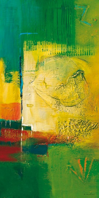 Bea Danckaert, Springtime I (Abstrakte Malerei, Farbfelder, abstrakte Formen, lebendig, leuchtend, Büro, Business, Wohnzimmer, Arztpraxis, Wunschgröße, bunt)