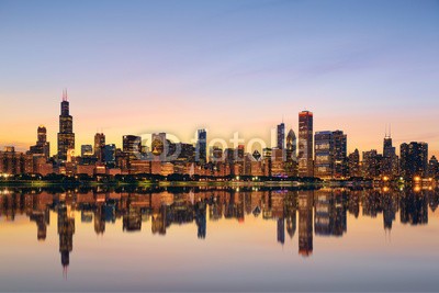 Beboy, Chicago skyline (chicago, illinois, usa, usa, usa, states, vereinigt, amerika, amerika, american, american, gebäude, gebäude, gebäude, turm, turm, horizont, see, besinnung, wasser, meer, ozean, sonnenuntergänge, schlafende katze, sonne, tagesanbruch, morgengeträn)