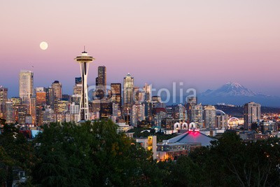 Beboy, Seattle skyline (stadt, gebäude, gebäude, gebäude, usa, usa, berg, washington, modern, abend, nacht, abenddämmerung, morgengetränk, mond, sonnenuntergänge, colour, landschaft, grossstadtherbst, stadtplanung, konstruktion, sunrise, baum, licht, hell, skyscraper, ber)