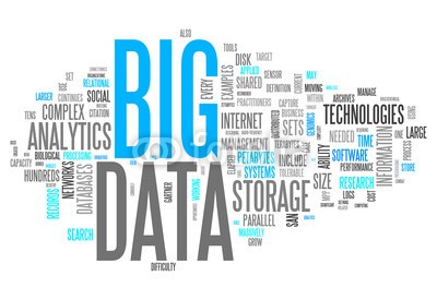 Ben Chams, Word Cloud Big Data (Wunschgröße, Fotokunst, Grafik, Worte, Wolke, Intelligenz, Gitter, Raster, Motivation, Modernität, Büro, Business, grau, blau)