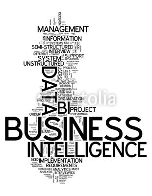 Ben Chams, Word Cloud Business Intelligence (Wunschgröße, Fotokunst, Grafik, Worte, Wolke, Intelligenz, Gitter, Raster, Motivation, Modernität, Büro, Business, grau, blau)