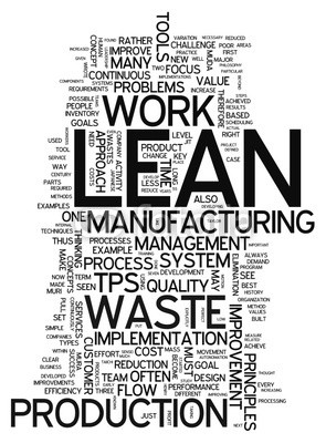 Ben Chams, Word Cloud Lean Manufacturing (Wunschgröße, Fotokunst, Grafik, Worte, Wolke, Intelligenz, Gitter, Raster, Motivation, Modernität, Büro, Business, grau, blau)