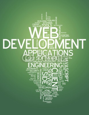 Ben Chams, Word Cloud Web Development (Wunschgröße, Fotokunst, Grafik, Worte, Wolke, Intelligenz, Gitter, Raster, Motivation, Modernität, Büro, Business, grün, weiß)