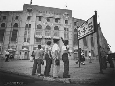 Bettmann, Yankee Boys (Baseball, Sportler, Jungen, Nostalgie,  Fotokunst, Treppenhaus, schwarz/weiß)