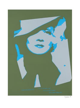 Bernd Adam, Love (Siebdruck Limitiert und Handsigniert) (Grafik, Pop Art, Marlene Dietrich, People & Eros, Portrait, Persönlichkeit, Schauspielerin, Wohnzimmer, Treppenhaus, Original, signiert, blau / grau)