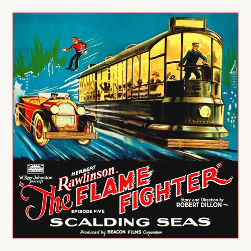 Hollywood Photo Archive, Flame Fighter, 6 sheet, 1925 (Action Film, Serie, Feuerwehr, Helden, Straßenbahn, Filmplakat, Nostalgie,  Filmklassiker,  Wohnzimmer, Kino, Grafik, Wunschgröße, bunt)