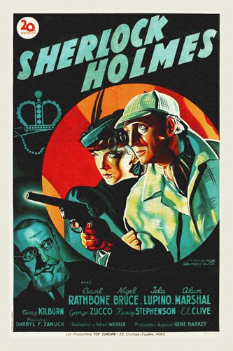 Hollywood Photo Archive, Sherlock Holmes (Action Film, Serie, Scottland Yard, Krimi, Detektive,  Filmplakat, Nostalgie,  Filmklassiker,  Wohnzimmer, Kino, Grafik, Wunschgröße, bunt)