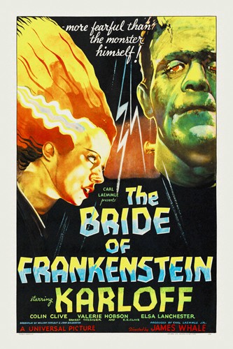 Hollywood Photo Archive, Bride of Frankenstein (Franksteins Braut, Gruselfilm, Horror, Boris Karloff, Schauspieler, Filmplakat, Nostalgie, Filmklassiker,  Wohnzimmer, Kino, Grafik, Wunschgröße, bunt)