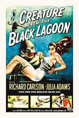 Hollywood Photo Archive, Creature From The Black Lagoon (Julia Adams, Richard Carlson, Schauspieler, Persönlichkeiten, Filmplakat, Nostalgie,  Filmklassiker, Gruselfilm, Horror, Drama, Wohnzimmer, Kino, Grafik, Wunschgröße, bunt)