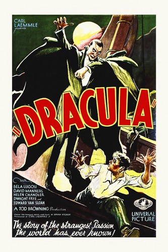 Hollywood Photo Archive, Dracula (Bela Lugosi, Vampir, Schauspieler, Persönlichkeiten, Filmplakat, Nostalgie,  Filmklassiker, Gruselfilm, Horror, Drama, Wohnzimmer, Kino, Grafik, Wunschgröße, bunt)
