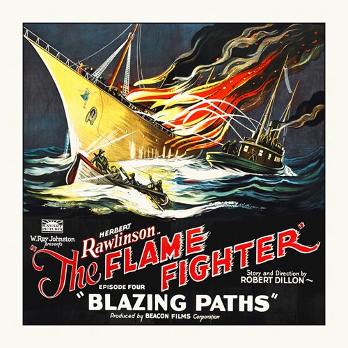Hollywood Photo Archive, Flame Fighter - Blazing Paths - Herbert (Action Film, Serie, Feuerwehr, Helden, Feuer, Schiff, Gefahr, Herbert Rawlinson, Filmplakat, Nostalgie,  Filmklassiker,  Wohnzimmer, Kino, Grafik, Wunschgröße, bunt)
