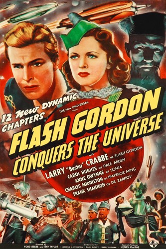 Hollywood Photo Archive, Flash Gordon Conquers the Universe (Larry Buster Crabbe, Schauspieler, Persönlichkeiten, Filmplakat, Nostalgie,  Filmklassiker, Action Film, Abenteuer, Science fiction, Wohnzimmer, Kino, Grafik, Wunschgröße, bunt)