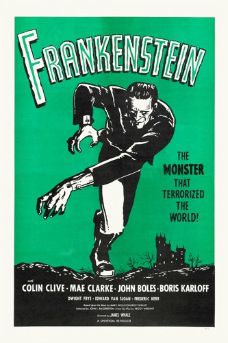 Hollywood Photo Archive, Frankenstein Rerelease 1960 (Monster, Frankenstein, Boris Karloff, Schauspieler, Persönlichkeiten, Filmplakat, Nostalgie,  Filmklassiker, Gruselfilm, Horror, Drama, Wohnzimmer, Kino, Grafik, Wunschgröße, bunt)