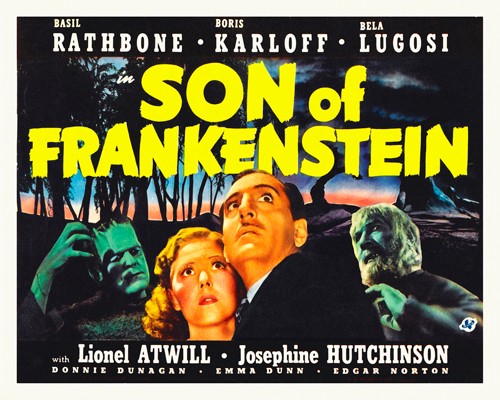 Hollywood Photo Archive, Son of Frankenstein (Monster, Frankenstein, Boris Karloff, Bela Lugosi, Schauspieler, Persönlichkeiten, Filmplakat, Nostalgie,  Filmklassiker, Gruselfilm, Horror, Drama, Wohnzimmer, Kino, Grafik, Wunschgröße, bunt)