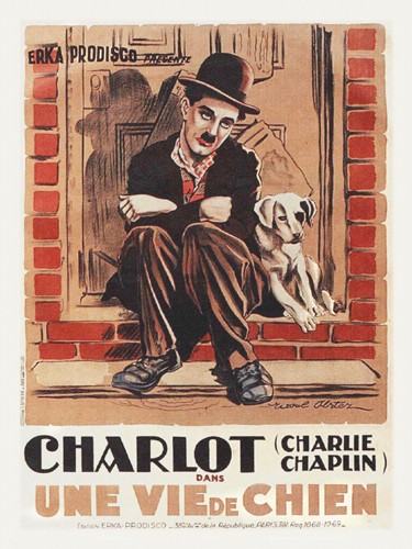 Hollywood Photo Archive, Charlie Chaplin - French - A Dog´s Life, (Komiker, Charlie Chaplin, Ein Hundeleben, Schauspieler, Persönlichkeiten, Filmplakat, Nostalgie,  Filmklassiker,  Wohnzimmer, Kino, Grafik, Wunschgröße, bunt)