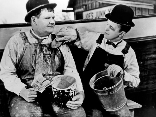Hollywood Photo Archive, Laurel & Hardy - Towed in a Hole, 1936 (Komiker, Schauspieler, Dick und Doof, Stan und Olly, Filmszene, Nostalgie, Persönlichkeiten, Filmklassiker,  Wohnzimmer, Kino, Grafik, Wunschgröße, schwarz/weiß)