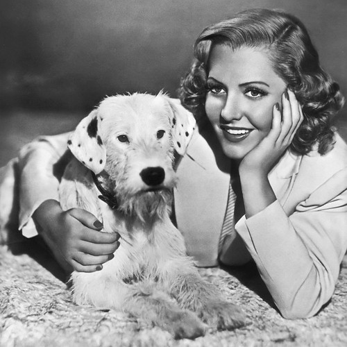 Hollywood Photo Archive, Jean Arthur (Jean Arthur, Diva, Portrait, Schauspielerin, Nostalgie, Hund, Filmklassiker, Persönlichkeiten, Fotografie,  Wohnzimmer, Kino, Wunschgröße, schwarz/weiß)
