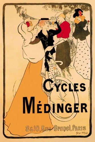 Georges-Alfred Bottini, Cycles Medinger (Plakat, Schild, Werbung, Fahrrad, Jugendstil, Nostalgie, Paris, Treppenhaus, Wohnzimmer, Wunschgröße, Grafik)