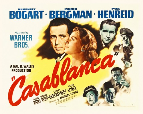 Hollywood Photo Archive, Casablanca Poster (Humphrey Bogart, Ingrid Bergman, Schauspieler, Persönlichkeiten, Filmplakat, Nostalgie,  Filmklassiker, Liebesfilm, Wohnzimmer, Kino, Grafik, Wunschgröße, bunt)