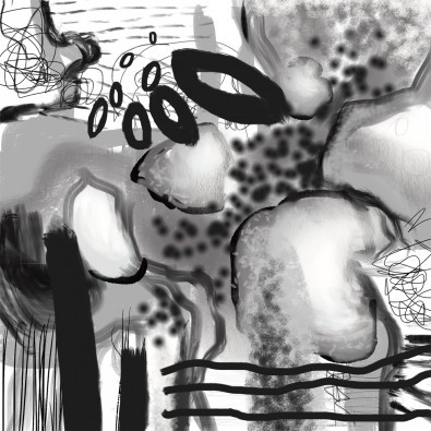 Birgit Busch, Black and White III (Abstrakte Malerei, Linien, Striche, abstrakte Muster, amorphe Formen, zeitgenössisch, Wohnzimmer, Büro, Business, schwarz/weiß, Malerei, Wunschgröße)