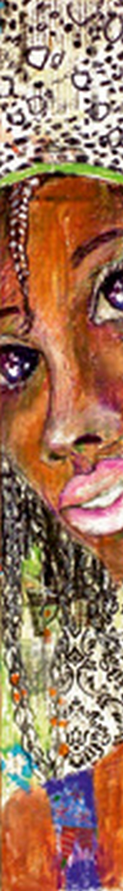 Birgit Lorenz, At first glance II (Wunschgröße, Malerei, Modern, People & Eros, Figurativ, Gesicht, Frau, Mädchen,  Portrait, Schwarze, Ethno, Nahsicht, Jugendzimmer, Schlafzimmer, Wohnzimmer, bunt)