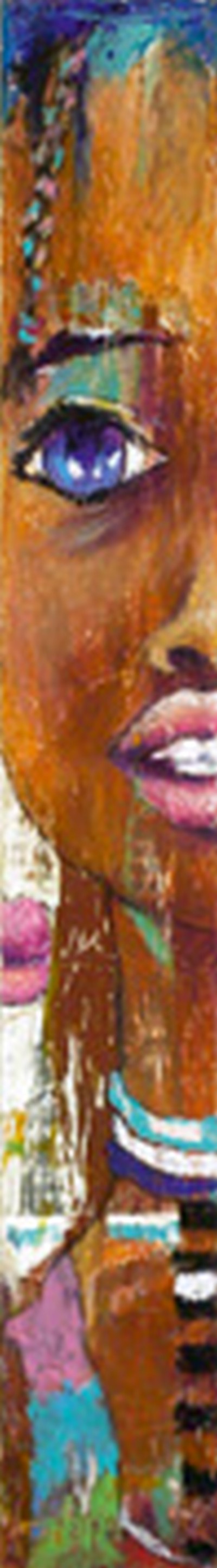 Birgit Lorenz, At first glance I (Wunschgröße, Malerei, Modern, People & Eros, Figurativ, Gesicht, Frau, Portrait, Schwarze, Ethno, Nahsicht, Jugendzimmer, Schlafzimmer, Wohnzimmer, bunt)