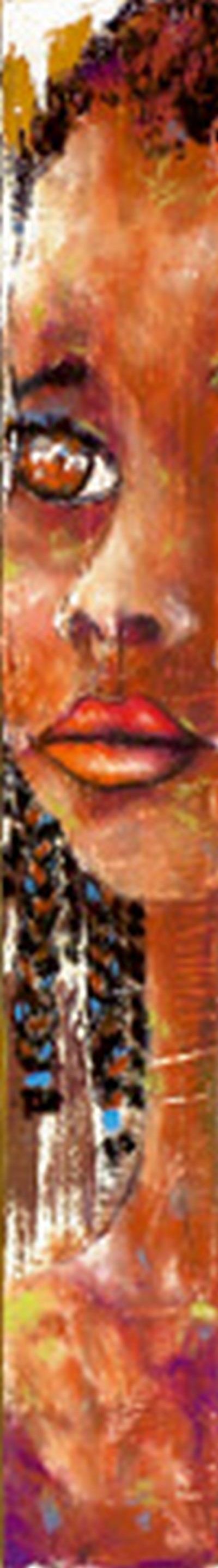 Birgit Lorenz, At first glance IV (Wunschgröße, Malerei, Modern, People & Eros, Figurativ, Gesicht, Frau, Portrait, Schwarze, Ethno, Nahsicht, Jugendzimmer, Schlafzimmer, Wohnzimmer, bunt)