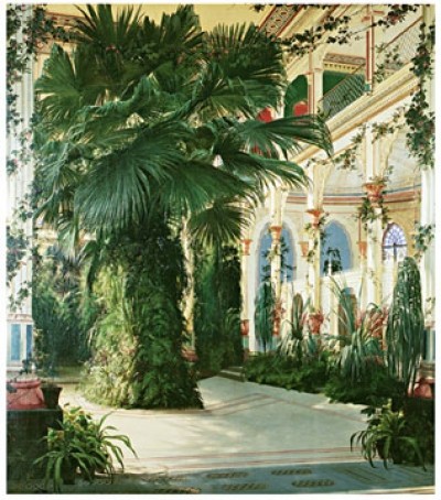 Karl Blechen, Interior of a Palm House (Klassischer Realismus,Flur,Treppenhaus,Soziale Einrichtungen,Natur,Palme)