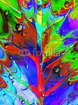 bluedarkat, Foglia-Astratto Psichedelico e Gocce-Psychedelic Leaf and Due (abstrakt, halluzinogen, farb, hintergrund, malerei, bunt, malen, malen, malen, maler, kunst, künstler, malerei, perlen, fallen lassen, leaf, masswerk, trampelpfad, wasser, flüssig, fraktal, details, design, list, abstrakte kunst, graffiti, gischt, klecks)