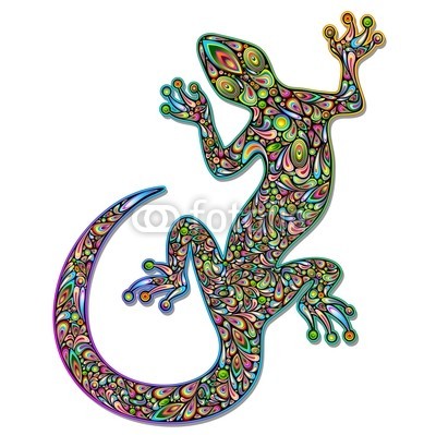 bluedarkat, Gecko Geko Lizard Psychedelic Art Design-Geco Psichedelico (gecko, gekko, reptilien, tier, design, halluzinogen, kunst, list, perlen, farb, bunt, regenbogen, bildung, tattoo, kurve, fallen lassen, kreis, rund, pfoten, dekorativ, dekoration, ornament, dekorativ, zeichnung, künstler, wandbild, schwanz, vekto)