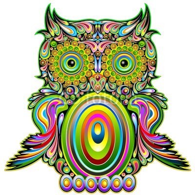 bluedarkat, Owl Psychedelic Pop Art Design-Gufo Psichedelico Decorativo (eulen, tier, vögel, symbol, nacht, erdichtet, symbol, pop art, art deco, dekorativ, dekorativ, ornament, dekoration, halluzinogen, farb, bunt, regenbogen, perlen, fallen lassen, kreis, flügel, tier, savage, hypnose, schlafmittel, design, natur, tie)