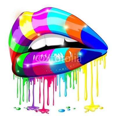 bluedarkat, Sensual Lips Psychedelic Rainbow Paint-Labbra Arcobaleno (mund, lippen, sexy, weiblich, lippenstift, halluzinogen, regenbogen, party, makeup, malen, malerei, fallen lassen, flüssig, kompakt, gestalten, modern, stylish, einträchtig, farb, bunt, licht, licht, glatt, hell, traum, ästhetisch, kosmetika, sinnlic)