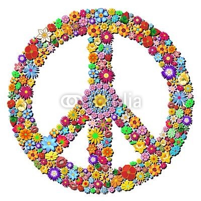 bluedarkat, Peace Symbol Groovy Flowers Design-Pace Simbolo Floreale (symbol, zeichen, symbol, marke, floral, blume, flora, in blüte, blumenkind, blumenkind, blume, lieblich, jahreszeit, frühling, sommer, woodstock, einträchtig, pazifismus, kreis, blühen, freiheit, philosophie, ideal, ideal, design, kunst, list, kreati)