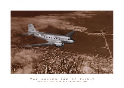 Bourke-White Margaret, Mainline DC-3 over San Francisco (Flugzeug, Historisch, Nostalgie, Luftbild, Technik, Flugtechnik, Vogelperspektive, Fotografie, Treppenhaus, Wohnzimmer)